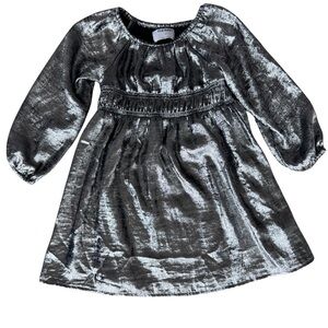 Old Navy Metallic Silver Long Sleeve Dress – Size 4T